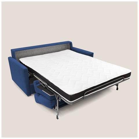 Margot Divano letto matrimoniale con schienale morbido alto in tessuto T02 156 cm (mat. 120x197) blu - Foto 2