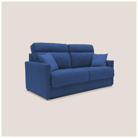 Margot Divano letto matrimoniale con schienale morbido alto in tessuto T02 156 cm (mat. 120x197) blu - Foto 1