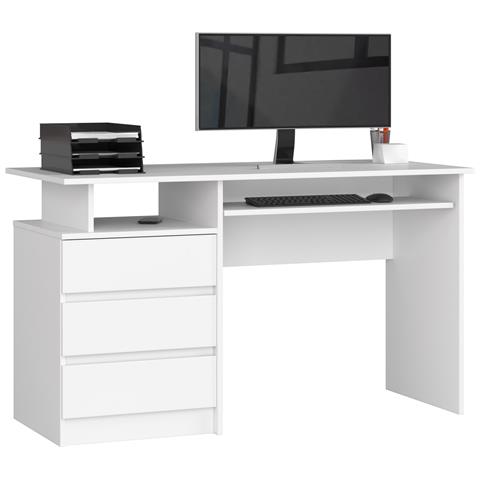 Scrivania CLP, 3 cassetti, 135x60x77 cm, Colore Bianco - Foto 1