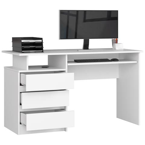 Scrivania CLP, 3 cassetti, 135x60x77 cm, Colore Bianco - Foto 2