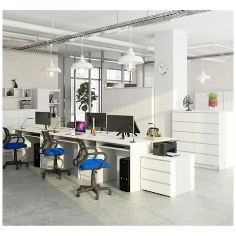 Scrivania CLP, 3 cassetti, 135x60x77 cm, Colore Bianco - Foto 8