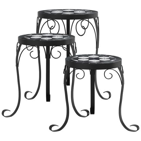 Supporti Per Piante 3 Pz Nero E Bianco In Ceramica - Foto 2