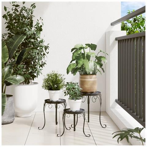 Supporti Per Piante 3 Pz Nero E Bianco In Ceramica - Foto 3
