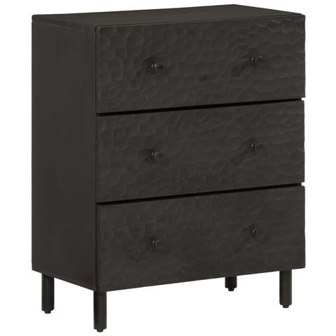 Credenza Nera 60x33x75 Cm In Legno Massello Di Mango - Foto 2