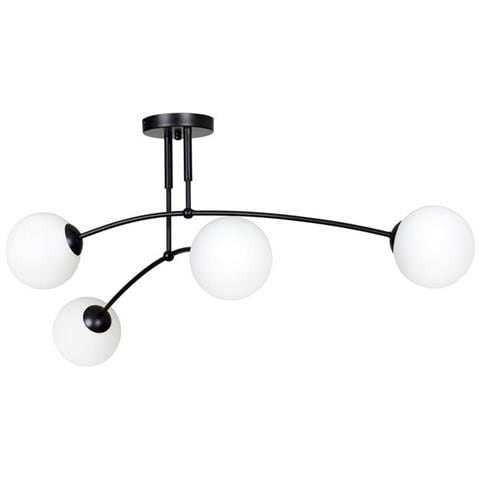 Lampada A Soffitto Pregos - Nero, Bianco - Acciaio Verniciato A Polvere, Vetro - 60x30x60 Cm - Foto 1