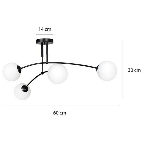 Lampada A Soffitto Pregos - Nero, Bianco - Acciaio Verniciato A Polvere, Vetro - 60x30x60 Cm - Foto 6
