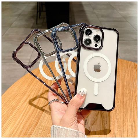 Custodia Magnetica Elettrolitica Antiurto Per Iphone Serie 14 Silver Iphone 14pro - Foto 2