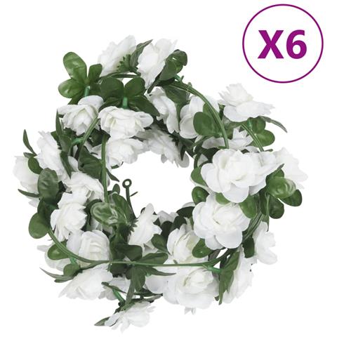 Ghirlande Fiori Artificiali Natale 6 Pz Bianco 240 Cm - Foto 1