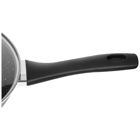 Wok 28 Cm Rivestimento Marmo Coperchio In Vetro E Manico Soft-grip, Nero - Foto 5