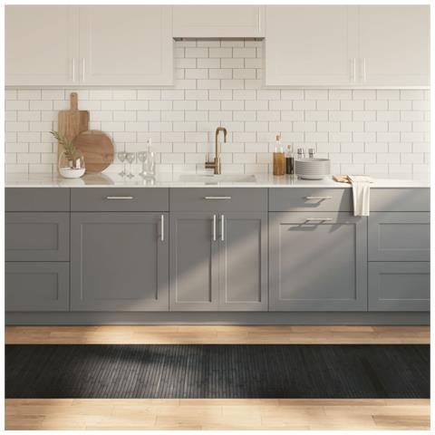 Tappeto Rettangolare Grigio 70x300 Cm In Bambù - Foto 1