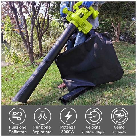 Aspiratore per foglie Trituratore e Soffiatore Elettrico 3000W Aspirafoglie 3in1 - Foto 5