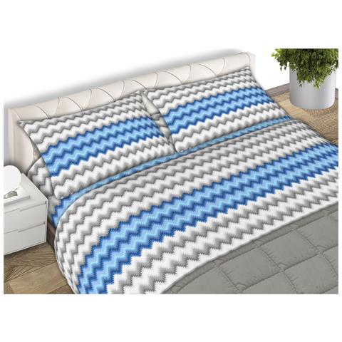 Completo Lenzuola Letto 100% Cotone Made Italy Disegno Trek Cn Matrimoniale Blu - Foto 1