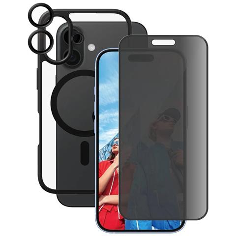 Pacchetto Di Protezione Per Apple Iphone 16 Flagship Series 3-in-1 Privacy, Nero Transparente - Foto 1