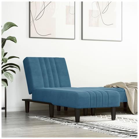 Chaise Longue In Velluto Blu - Foto 1
