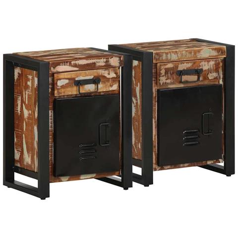 Comodini 2 Pz Multicolore In Legno Massello Di Mango Grezzo - Foto 1