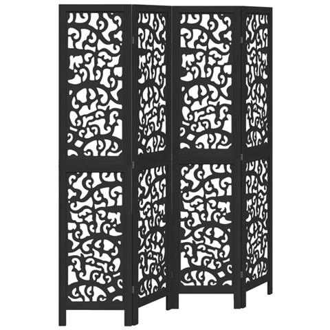 Divisorio Ambienti 4 Pannelli Nero Legno Massello Di Paulownia - Foto 2