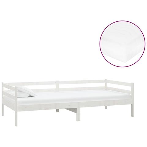Divano Letto Con Materasso 90x200 Cm Bianco In Legno Di Pino - Foto 1