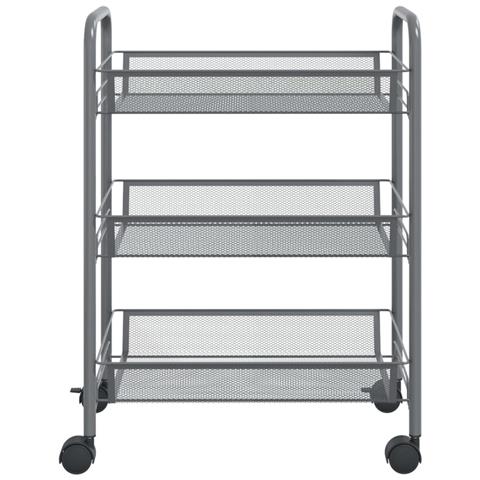 Carrello Da Cucina Con 3 Ripiani Grigio 46x26x64 Cm In Ferro - Foto 2
