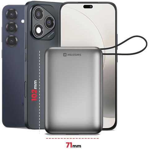 Batteria Esterna 20000mah Con Cavi Usb-c E Lightning Compatta, Argento - Foto 2