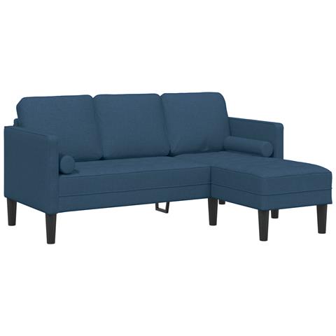 Divano L-Shaped 3 Posti Blu 160 cm Tessuto - Foto 1