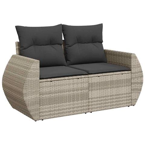 Divano da Giardino con Cuscini 2 Posti Grigio Chiaro Polyrattan - Foto 1