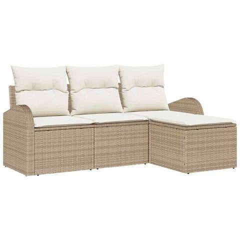 Set di divani in 4 pezzi con cuscini Beige Rattan sintetico - Foto 1