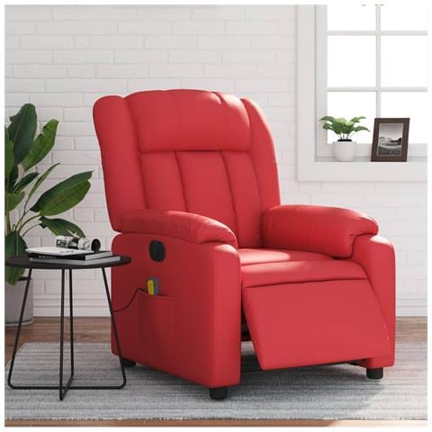 Poltrona Massaggio Elettrica Reclinabile Rosso Similpelle - Foto 2