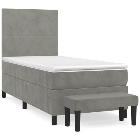 Giroletto a Molle con Materasso Grigio Chiaro 90x190 cm Velluto - Foto 1