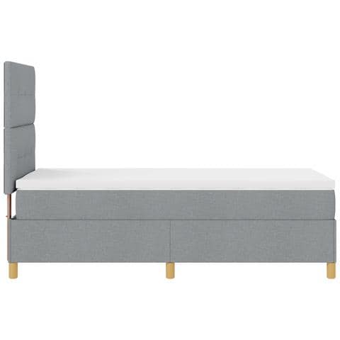Letto con Rete a Molla con Materasso Grigio Chiaro 100x200 cm Tessuto - Foto 9