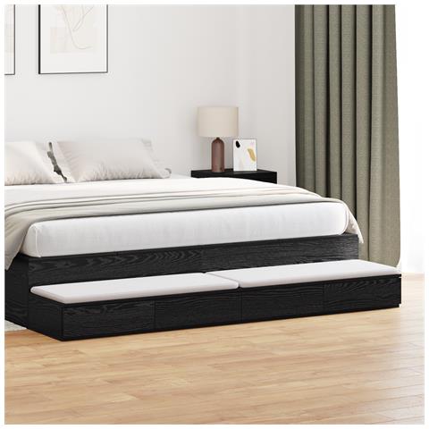 Cassetti per letto  Neri 200x36,5x16,5 cm in legno ingegnerizzato - Foto 2