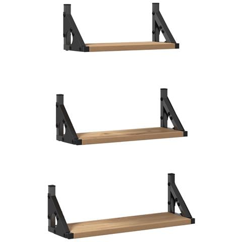 Set di 3 Mensole da Parete in Rovere Affumicato in Legno Ingegnerizzato - Foto 1