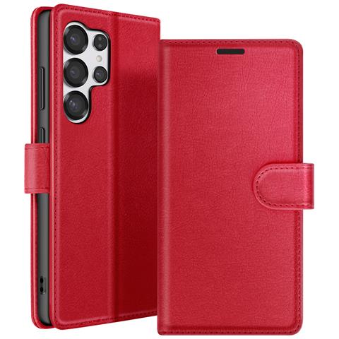 Custodia A Portafoglio Per Galaxy S25 Ultra Con Supporto E Linguetta Magnetica, Rosso - Foto 1