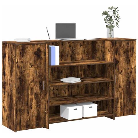 Banco Reception Rovere Fumo 180x50x103,5cm in Legno Multistrato - Foto 2