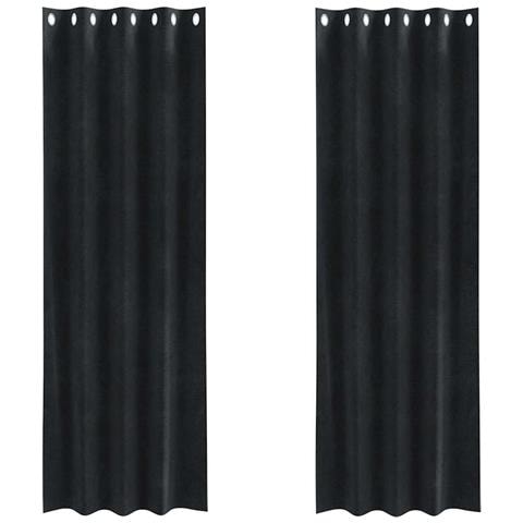 Tende con tende 2 pcs Nero 140 x 225 cm Velluto - Foto 1