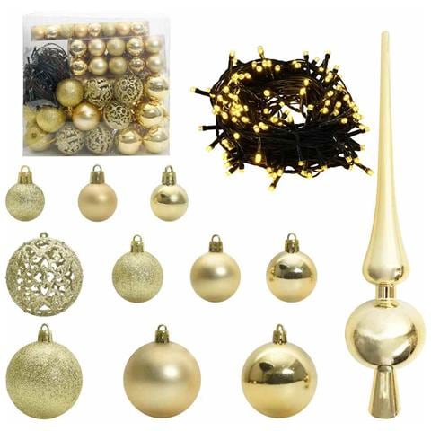 Set di Palle di Natale con 300 LED 120 pcs Oro Plastica - Foto 1