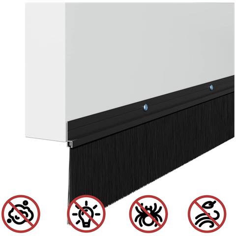 Spazzole per porte a vite 6 pcs Nero 100 cm Lega di alluminio - Foto 9
