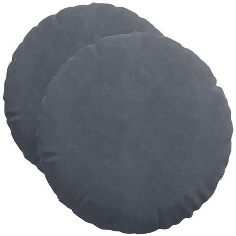 Cuscini per Seduta 2 pcs Grigio scuro Ø 40 x 13 cm Velluto - Foto 1