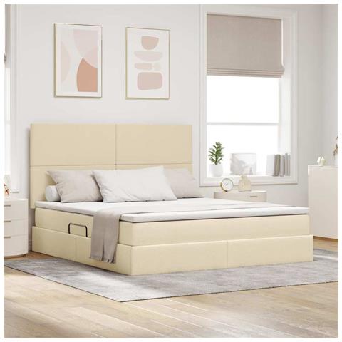 Letto con Contenitore Crema 160 x 200 cm Pelle Sintetica - Foto 2