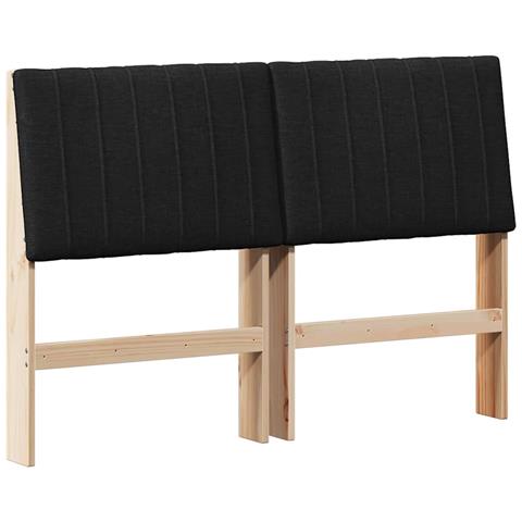 Testiera imbottita Nero 140 cm Pino massello - Foto 1