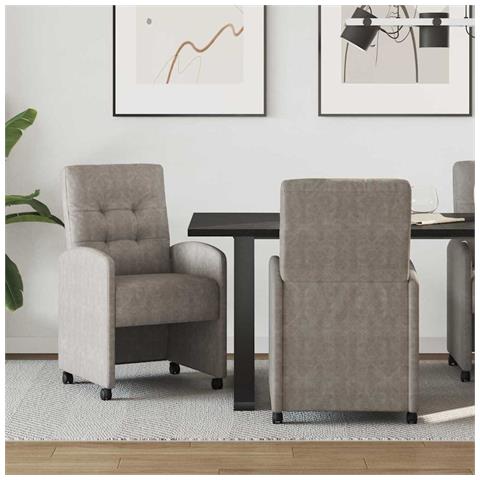 Sedie da Pranzo con Ruote 2 pcs Grigio 57 x 67 x 98 cm - Foto 2