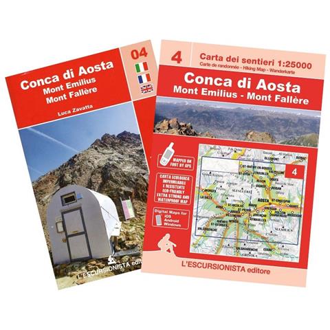Luca Zavatta - Conca di Aosta, Mont Emilius, Mont Fallere carta dei sentieri 1:25.000. Con guida Trekking Week-end. Ediz. italiana, inglese e francese - Foto 1