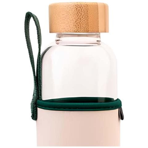 Borraccia In Vetro Riutilizzabile Da 500 Ml Con Motivo Mang E Custodia, Blanc / Vert - Foto 5