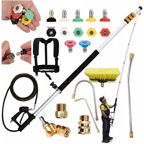 Lancia Telescopica Powerreach Promax 6.3m - 4000 Psi, 7 Ugelli | Alluminio Leggero, Compatibile Con Idropulitrici - Foto 1