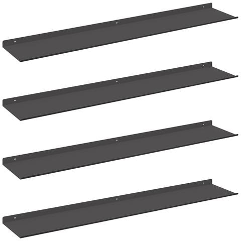 Scaffale da parete con lo scaffale 4 pcs Nero 100 x 18 x 2,5 cm - Foto 1