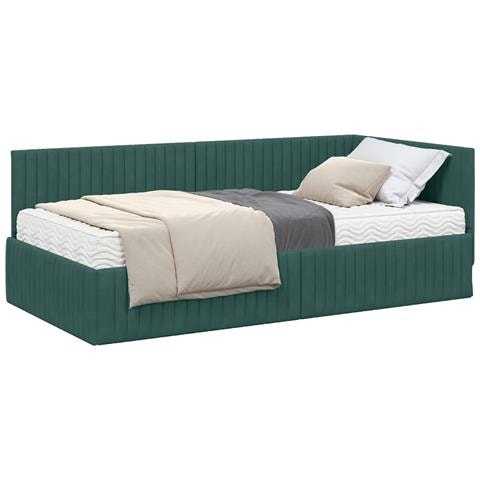 Struttura Letto Angolare con Materasso 2 pcs Verde Velluto - Foto 1