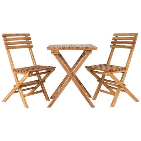 Set Da Bistrot Cuenca In Teak Naturale — 2 Sedie E 1 Tavolo - Foto 1