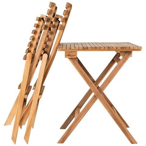 Set Da Bistrot Cuenca In Teak Naturale — 2 Sedie E 1 Tavolo - Foto 2