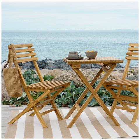 Set Da Bistrot Cuenca In Teak Naturale — 2 Sedie E 1 Tavolo - Foto 4