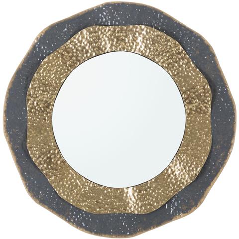 Specchio Da Parete Shai Dark Tondo In Ferro E Mdf Multicolor - Foto 1