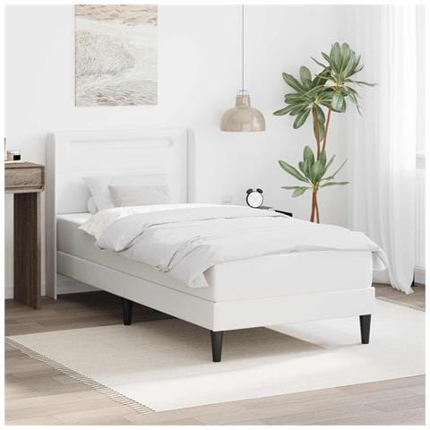 Struttura letto con materasso Bianco 100 x 200 cm Similpelle - Foto 2